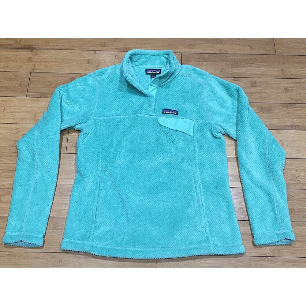 Patagonia Re-Tool Snap-T Green/Blue Fleece Women’s S Plush Pullover Sweater